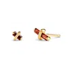 Kasun Women's Gold / Red Candy Kiss Earrings - January - Garnet - Gold Vermeil