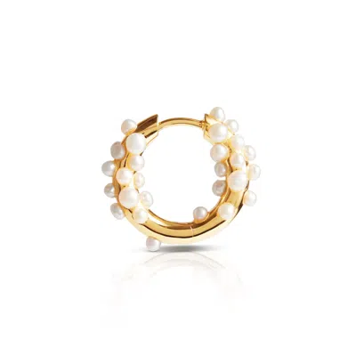 Kasun Women's Gold / White Pearl Cluster Hoop Earring Gold Vermeil In Multi