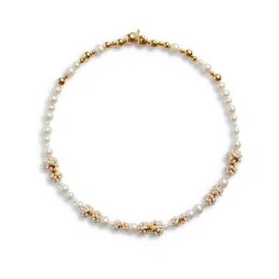 Kasun Women's Gold / White Pearl Droplets Necklace Gold Vermeil In Multi