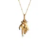 Kasun Women's Hand Of The Protector Pendant - October - Green Tourmaline - Gold Vermeil