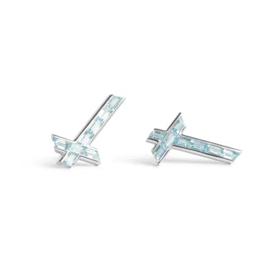 Kasun Women's Lucky Star Earrings - March - Aquamarine - Silver