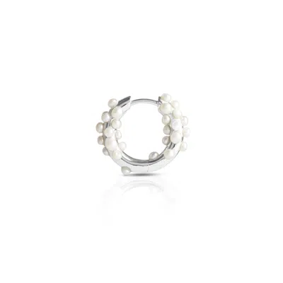 Kasun Women's Pearl Cluster Hoop Earring Silver