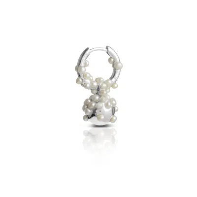 Kasun Women's Pearl Droplet Hoop Earring Silver