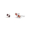 Kasun Women's Red / Silver Candy Kiss Earrings - January - Garnet - Silver