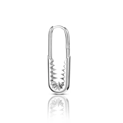 Kasun Women's Safety Pin Hoop Earrings - Silver