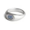 Kasun Women's Signet Ring - Silver & Blue Spinel Cabochon In Silver