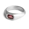 Kasun Women's Signet Ring - Silver & Garnet In Silver