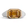 Kasun Women's Signet Ring - Silver & Gold - Natural Peach  Zircon In Silver