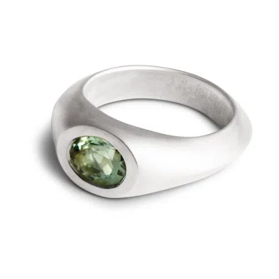 Kasun Women's Signet Ring - Silver & Green Amethyst