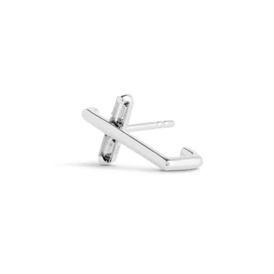 Kasun Women's Silver / Black Angel Kiss Earring - April - White Topaz - Silver