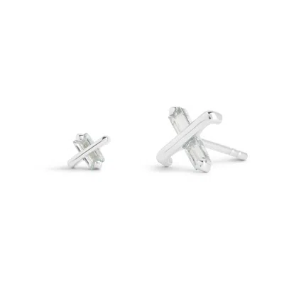 Kasun Women's Silver / Blue Butterfly Kiss Earrings - March - Aquamarine - Silver