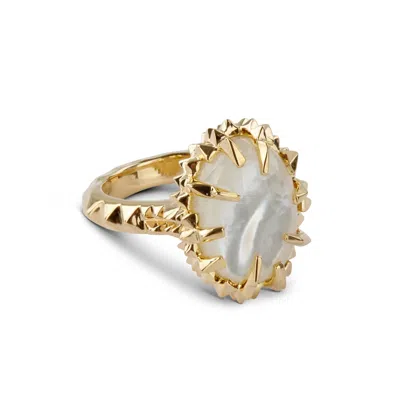 Kasun Women's Silver Ivory Mother Of Pearl Ring Gold