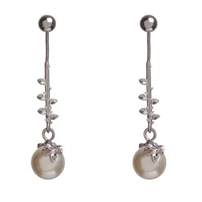 Kasun Women's Silver Ivory Pearl Drop Earrings In Gray
