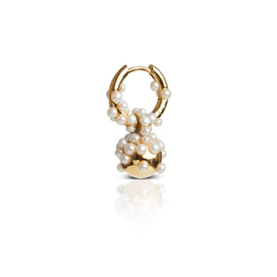 Kasun Women's Silver Pearl Droplet Hoop Earring Gold Vermeil