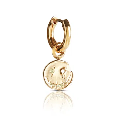 Kasun Women's Smile Hoop Earrings – August – Peridot – Gold Plated