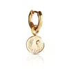 Kasun Women's Smile Hoop Earrings – December – Tanzanite – Gold Plated