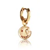 Kasun Women's Smile Hoop Earrings – January – Garnet – Gold Plated