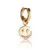 Kasun Women's Smile Hoop Earrings – July – Ruby – Gold Plated