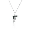 Kasun Women's Solid Silver F Initial Necklace With Green Marble In Silver