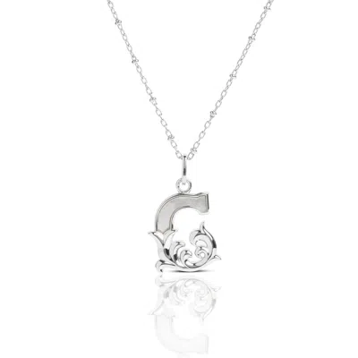 Kasun Women's Solid Silver G Initial Necklace With Mother Of Pearl