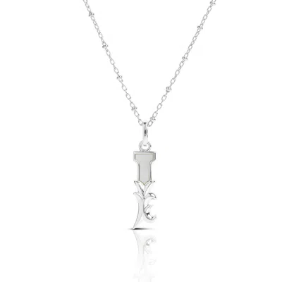 Kasun Women's Solid Silver I Initial Necklace With Mother Of Pearl