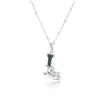 Kasun Women's Solid Silver L Initial Necklace With Green Marble In Silver