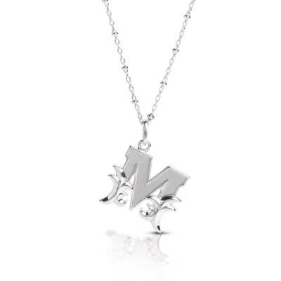 Kasun Women's Solid Silver M Initial Necklace With Mother Of Pearl