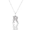 Kasun Women's Solid Silver R Initial Necklace With Mother Of Pearl In Silver