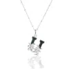 Kasun Women's Solid Silver U Initial Necklace With Green Marble In Silver