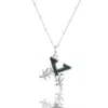 Kasun Women's Solid Silver X Initial Necklace With Green Marble In Silver