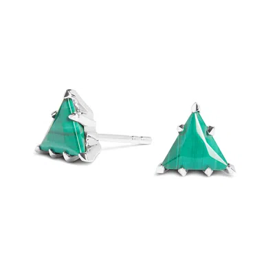 Kasun Women's Trillion Earrings - Silver And Malachite