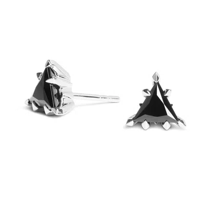 Kasun Women's Trillion Earrings - Silver And Onyx