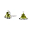Kasun Women's Trillion Earrings - Silver And Peridot In Silver