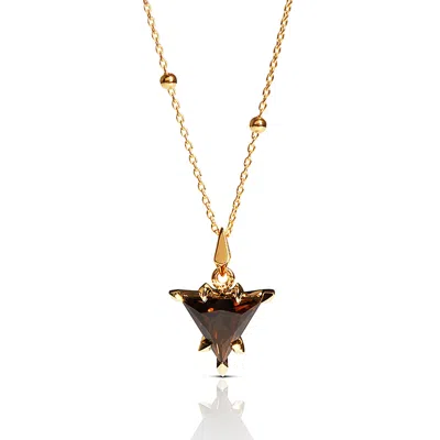 Kasun Women's Trillion Pendant - Gold & Smokey Topaz In Yellow
