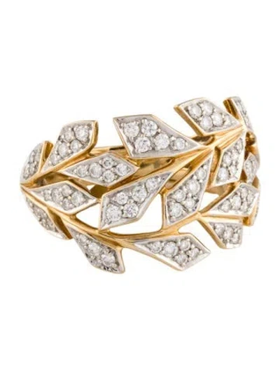 Pre-owned Kat Florence 14k Diamond Leaf Band In Multi