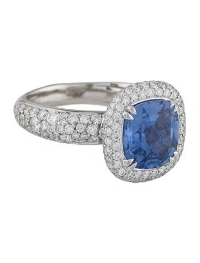 Pre-owned Kat Florence 18k 3.07ct Unheated Ceylon Sapphire & Diamond Cocktail Ring In Multi
