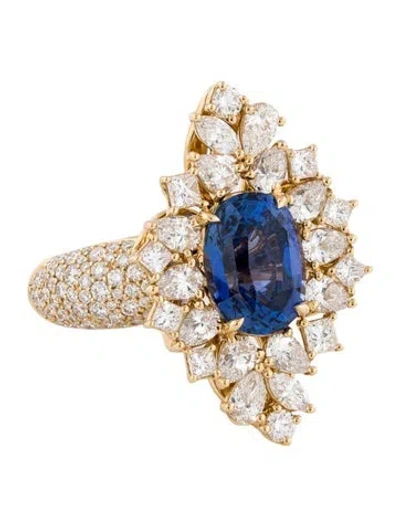 Pre-owned Kat Florence 18k 3.28ct Unheated Ceylon Sapphire & Diamond Cocktail Ring In Multi