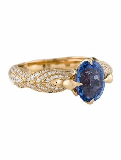 Pre-owned Kat Florence 18k 3.57ct Unheated Sri Lanka Sapphire & Diamond Cocktail Ring In Multi