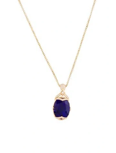 Pre-owned Kat Florence 18k 37.28ctw Tanzanite & Diamond Pendant Necklace, 22.5" In Multi