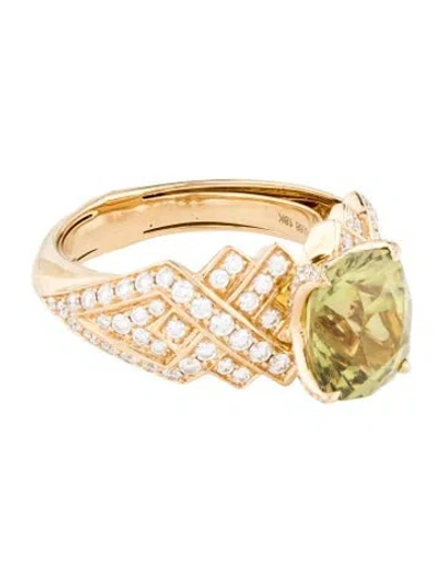 Pre-owned Kat Florence 18k 3.84ctw Mali Garnet & Diamond Cocktail Ring In Multi