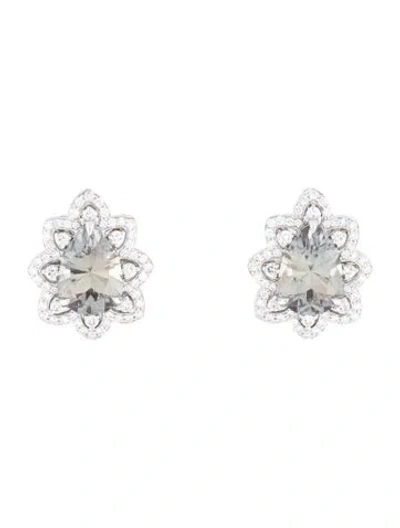 Pre-owned Kat Florence 18k 4.49ctw Zultanite & Diamond Earclips In Multi