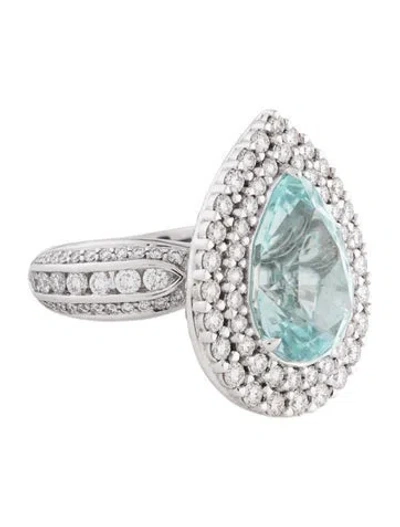 Pre-owned Kat Florence 18k 6.72ct Unheated Paraiba Tourmaline & Diamond Cocktail Ring In Multi