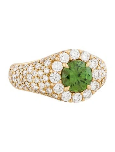 Pre-owned Kat Florence 18k Demantoid Garnet & Diamond Ring In Multi