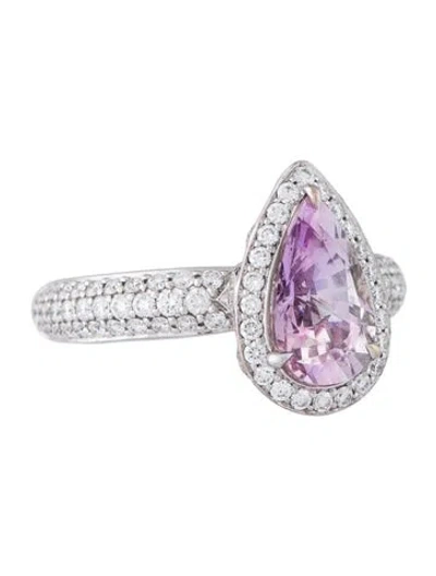 Pre-owned Kat Florence 18k Zoisite & Diamond Cocktail Riing In Multi