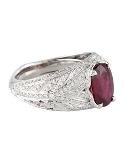 Pre-owned Kat Florence 3.02ct Unheated Mozambique Ruby & Diamond Cocktail Ring In Multi