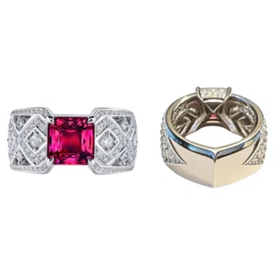 Pre-owned Kat Florence 3.04ct Ancient Balas Spinel Diamond Ring In 18k Gold In Multi