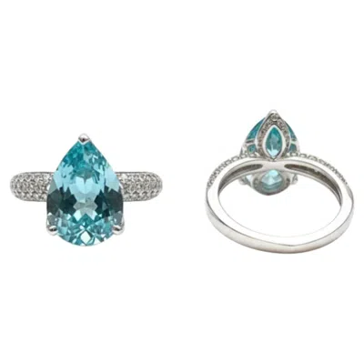 Pre-owned Kat Florence 3.72ct Santa Maria Aquamarine Diamond Ring In Multi