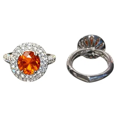 Pre-owned Kat Florence 4.12ct Namibian Spessartite Garnet Diamond Ring In Multi