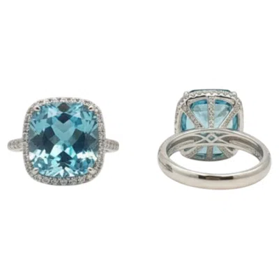 Pre-owned Kat Florence 7.46ct Santa Maria Aquamarine Diamond Ring In 18k Gold In Multi