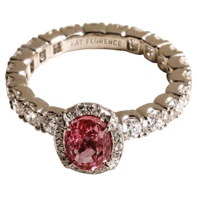 Pre-owned Kat Florence Padparadscha Sapphire Ring 1.53ct Unheated Diamonds In Blue